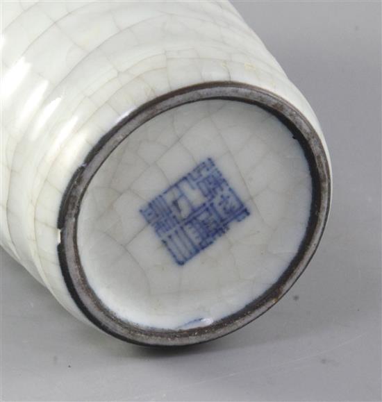 A Chinese Guan-type tapering cylindrical vase, possibly late 19th century, height 19.5cm